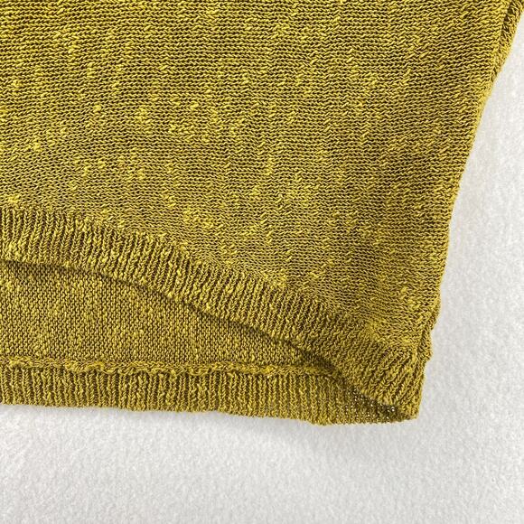 EILEEN FISHER Sweater PM Petite Linen Cotton Grain Slub V-Neck Tunic Green - Picture 6 of 11